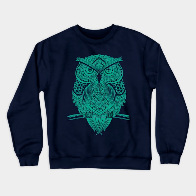 Wise Woodcut Owl Crewneck Sweatshirt by machmigo